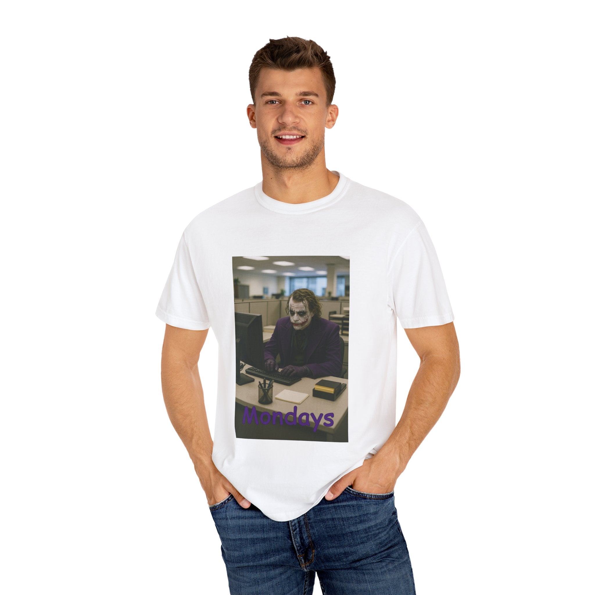 Joker Mondays T-Shirt, Funny Office Humor Tee, Unisex Graphic Shirt, Casual Everyday Wear, Gift for Gamers & Fans